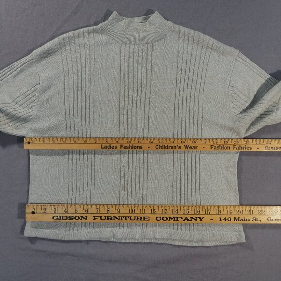 Vintage Arlando Sweater Womens Extra Large Silver Gray Mock Sparkle Shiny Crop - Picture 9 of 12